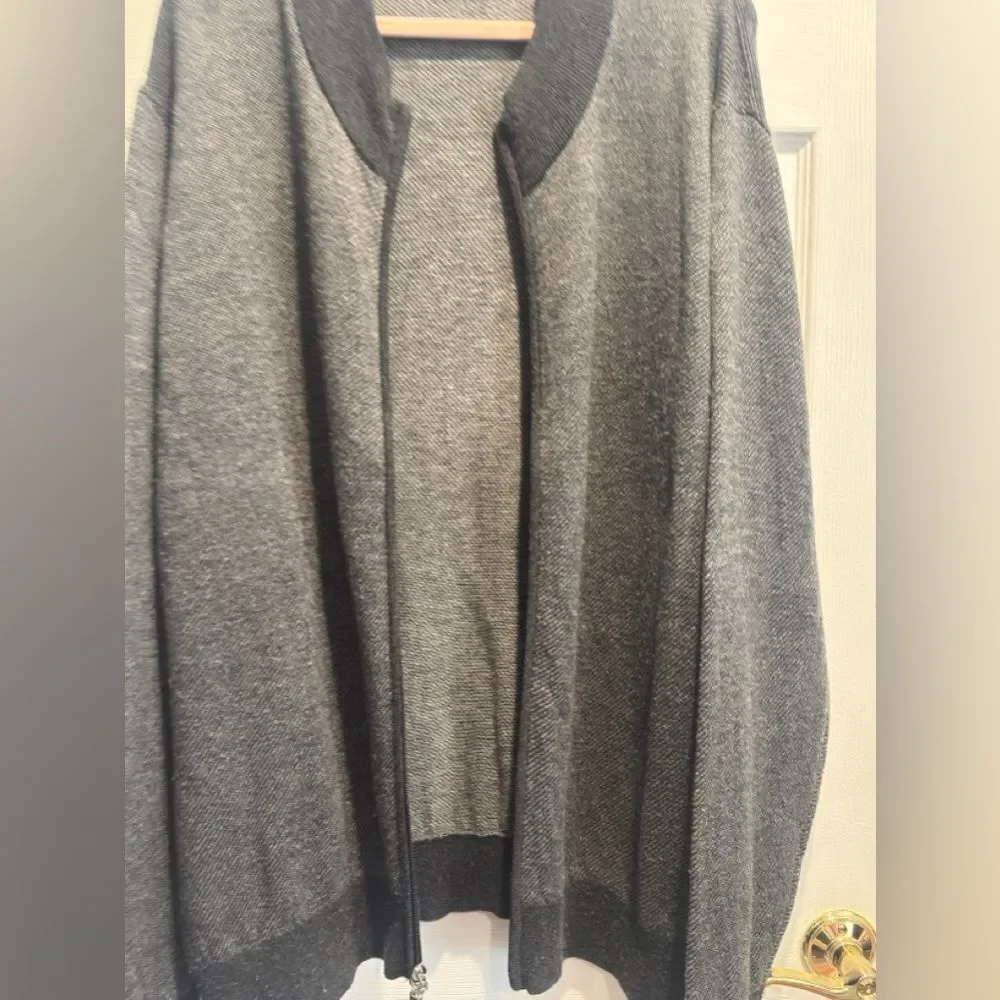Peter Millar Charcoal Zip-Up Sweater merino wool and cotton size XXL